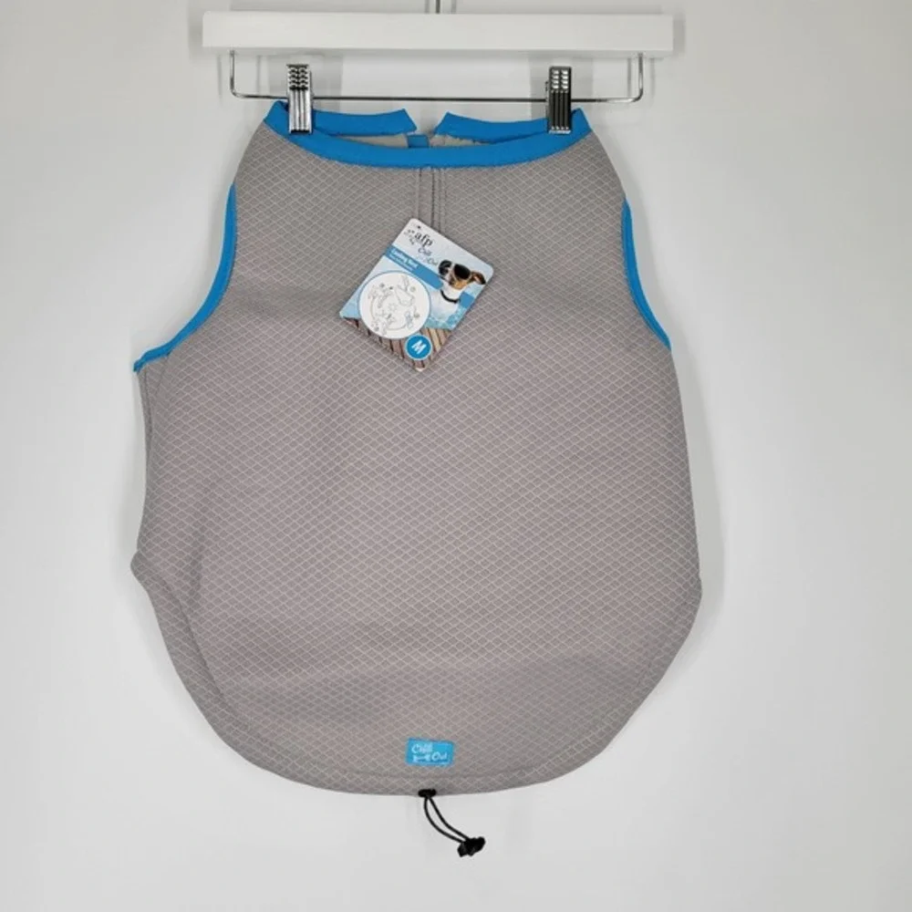 All For Paws Chill Out‎ Dog Cooling Vest Silver Blue Mesh Size Medium NEW